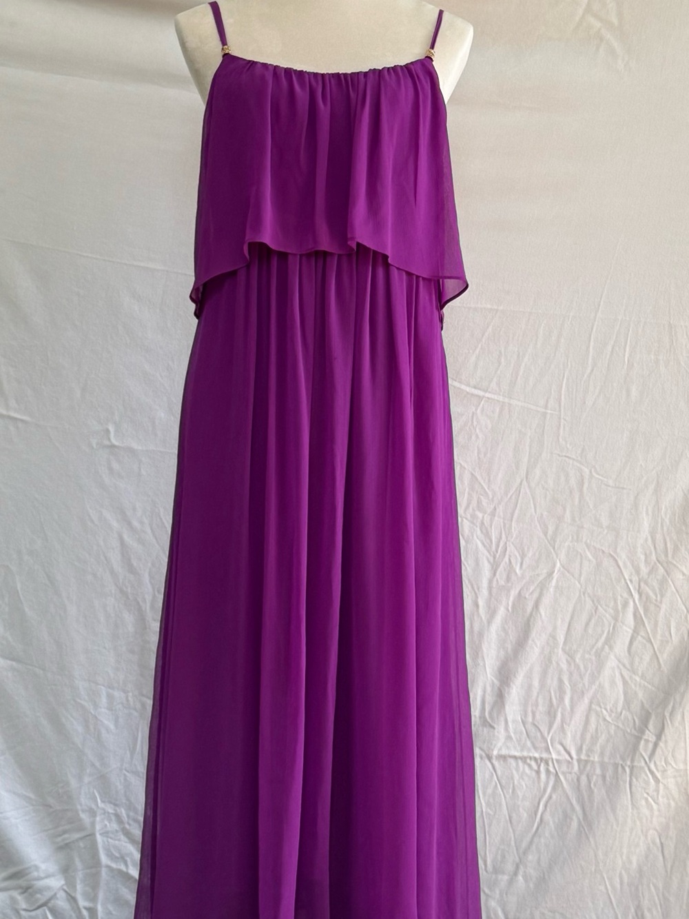 White House Black Market Purple Layered Spaghetti-Strap Maxi Dress